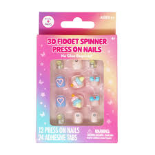 Pink Poppy: 3D Fidget Spinner Press On Nails: Ice Cream